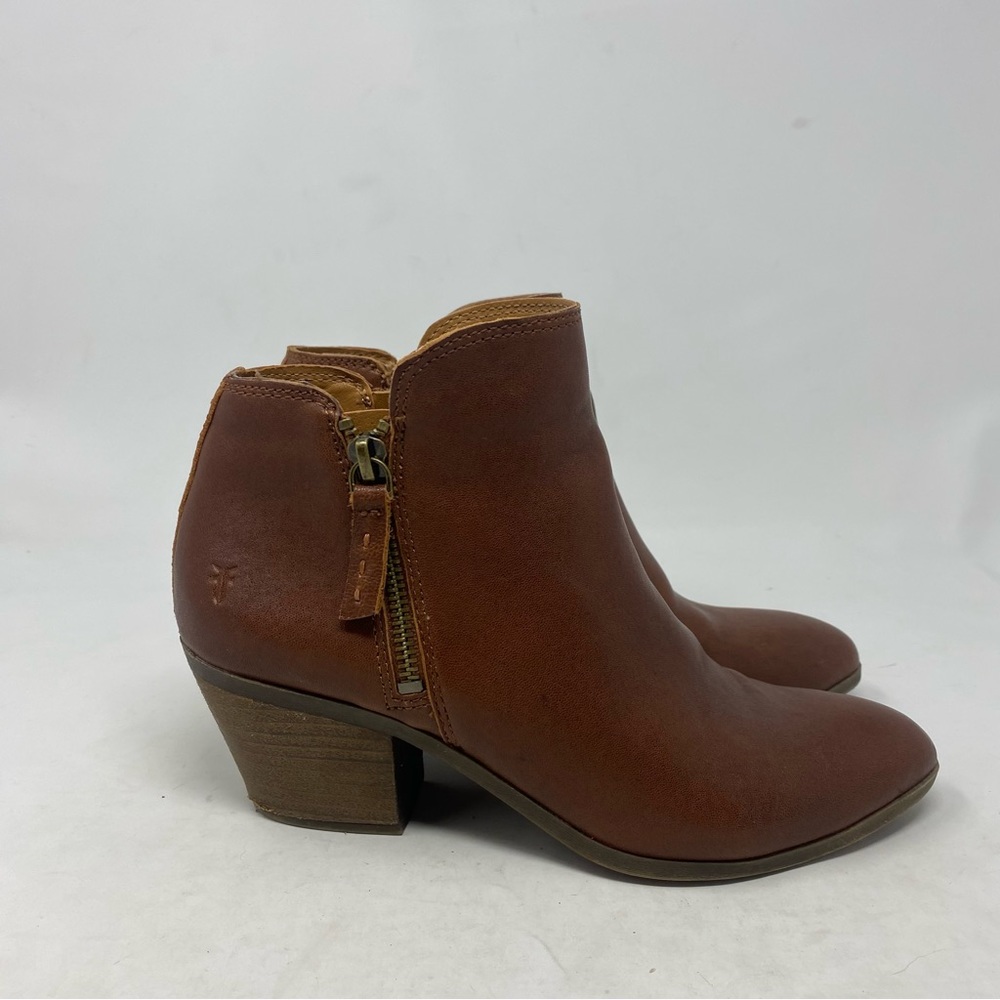 Frye Women’s Judith Brown Leather Double Zip Ankle Boots Size 7
